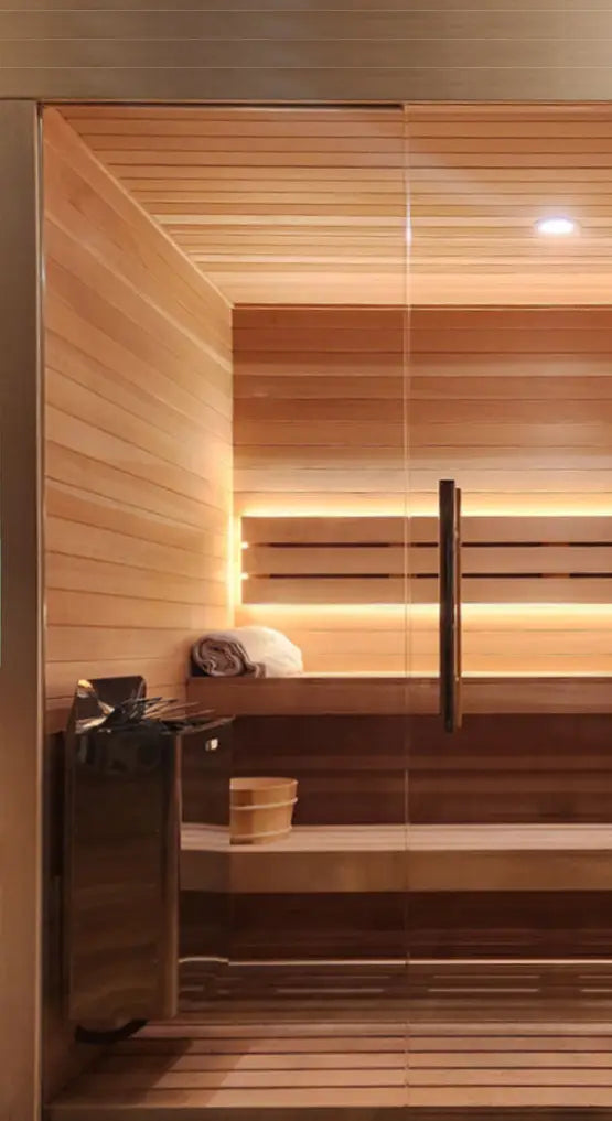 Custom Indoor Sauna Room - 8' x 9' x 8' - Finnish Sauna Builders